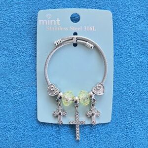 Stainless Steel Cross & Heart Bracelet by Mint